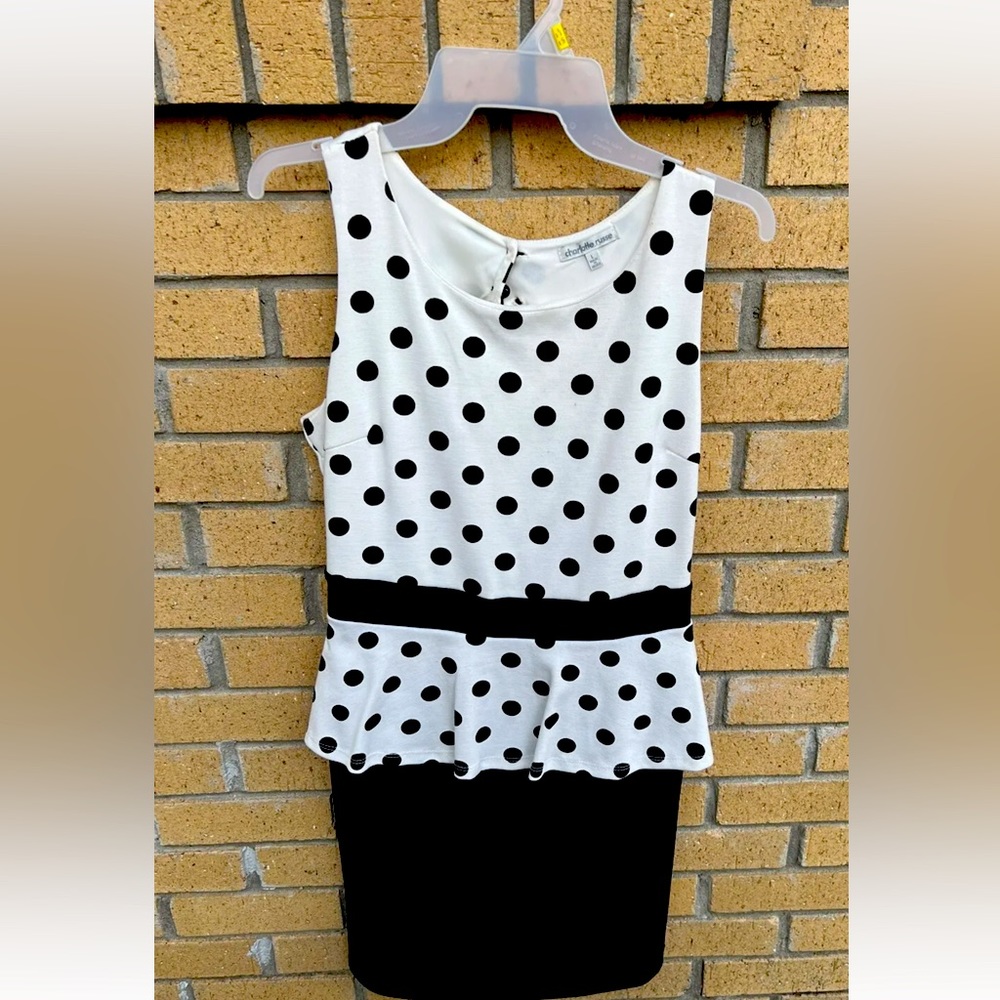Black & White Polka dot Peplum Dress